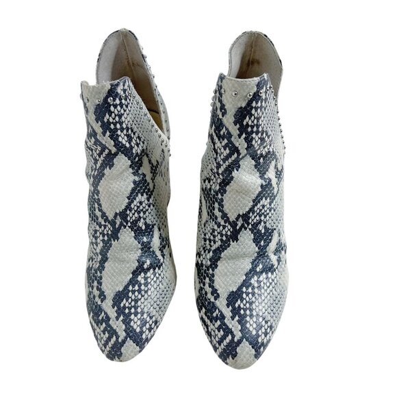 Steve Madden Rockstar White and Grey Snakeprint Snakeskin Studded Booties Size 9 - Picture 3 of 10